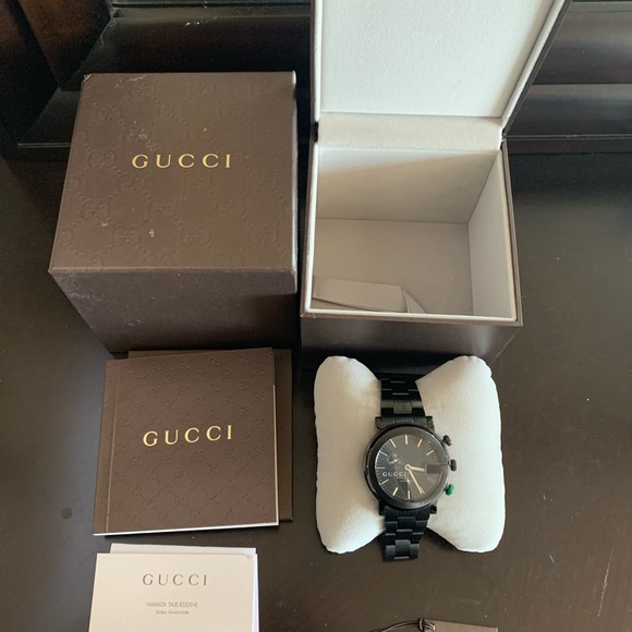 Slightly Worn Gucci Men's G-Chrono Chronograph Black Stainless Steel Watch - Picture 2 of 10